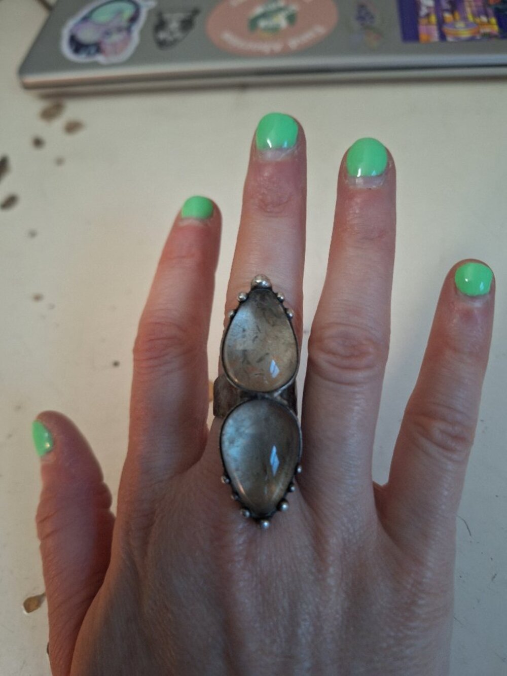 Green amethyst ring by Callisto Jewelry